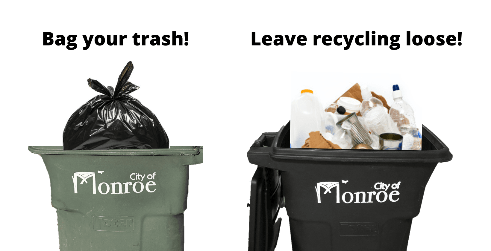 Bag trash loose recycling