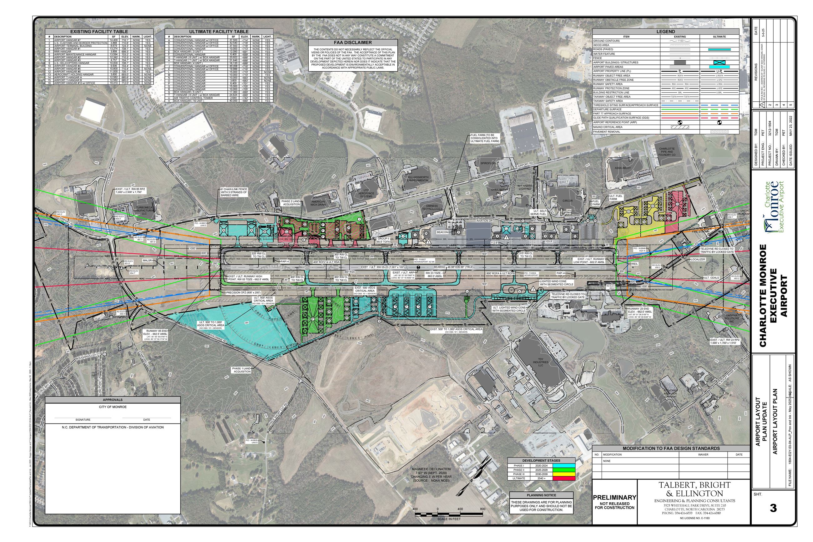 Click to view a PDF of the 2025 May Charlotte-Monroe Executive Airport Layout Plan.