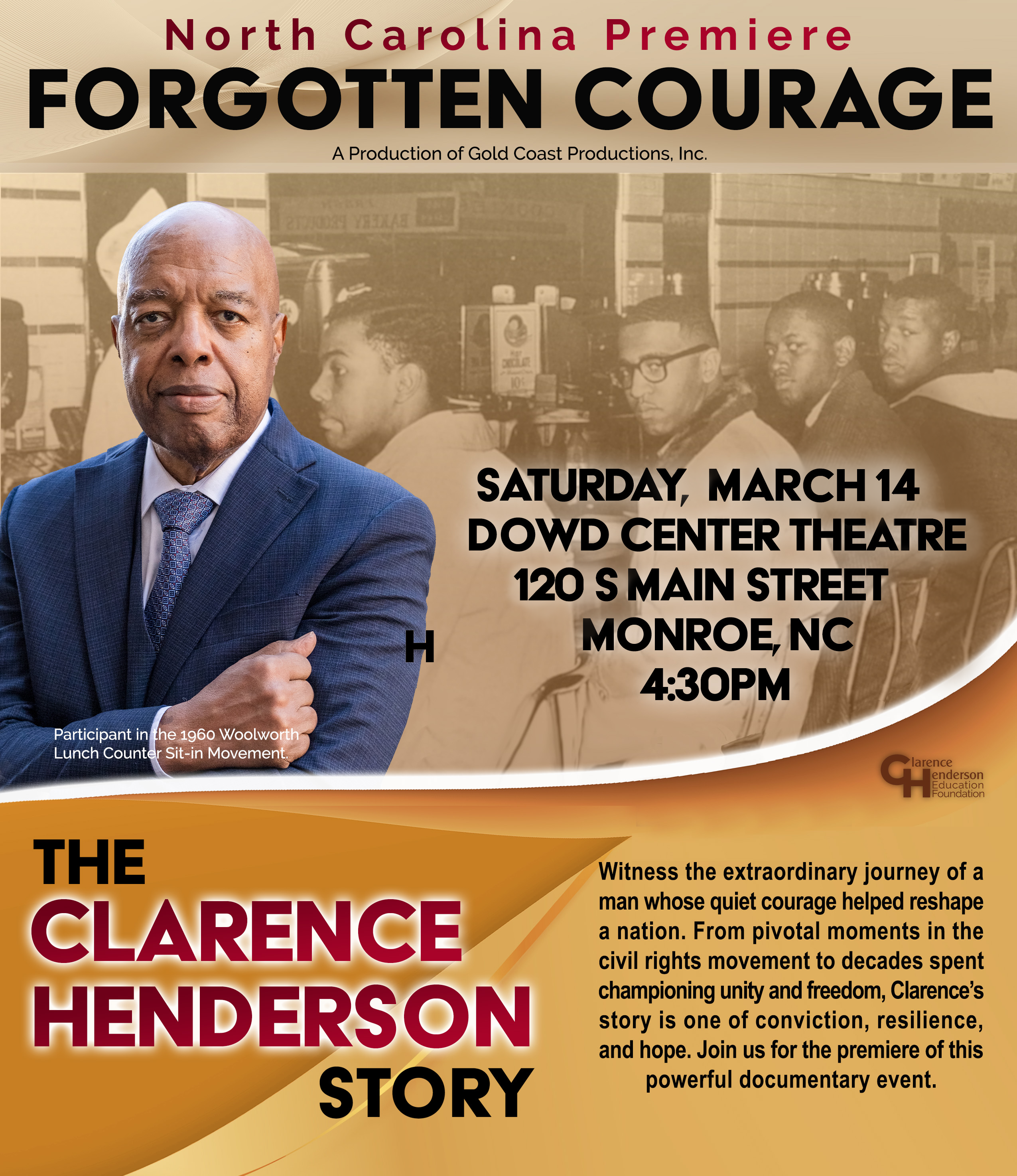 Watch Forgotten Courage: The Clarence Henderson Story on March 14, 2026. 