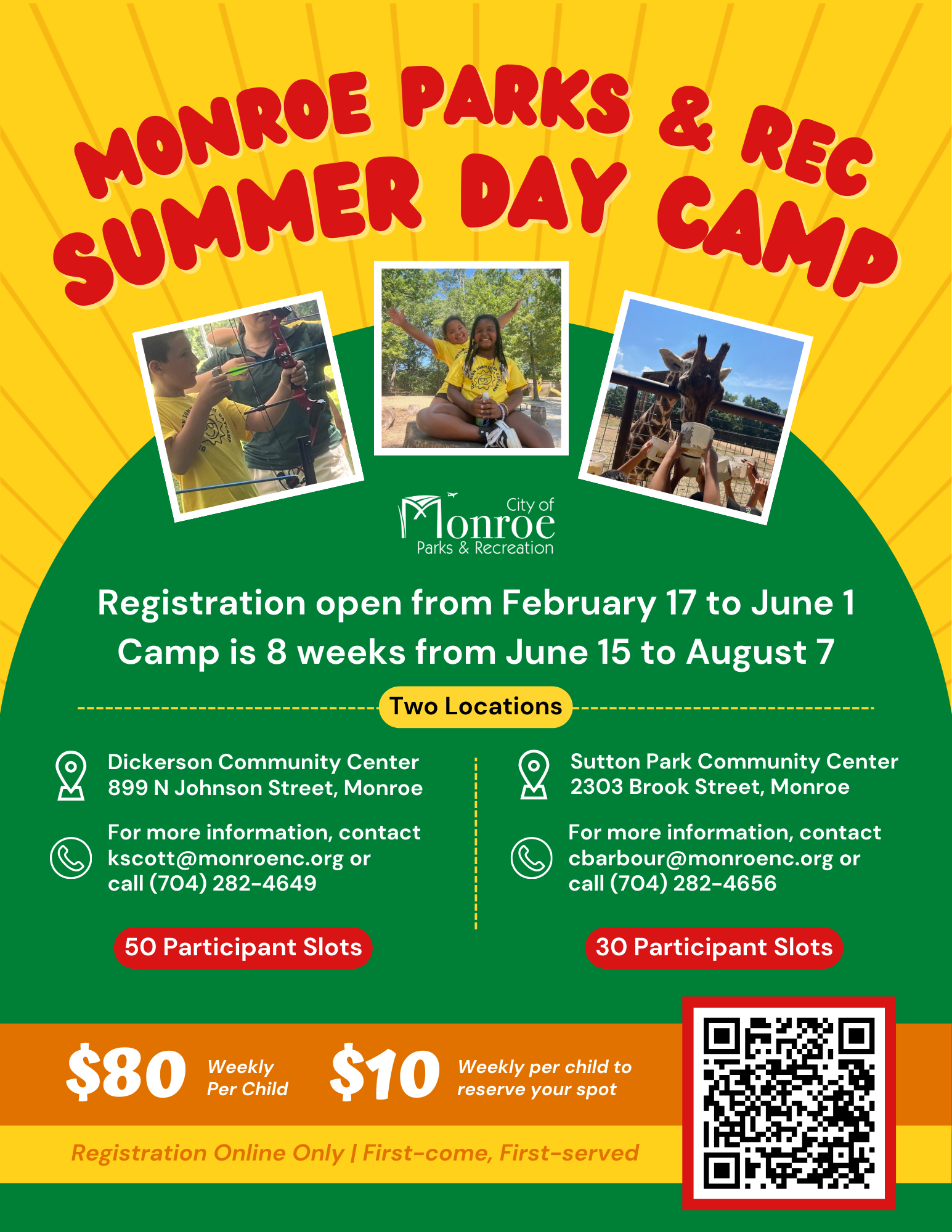 Registration for 2026 Summer Day Camp at Dickerson Sutton Park begins on February 17.